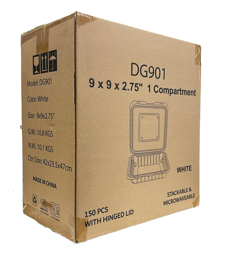 white 1 compartment container in box from another side