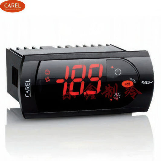 Carel temperature controller with digital display on a white background