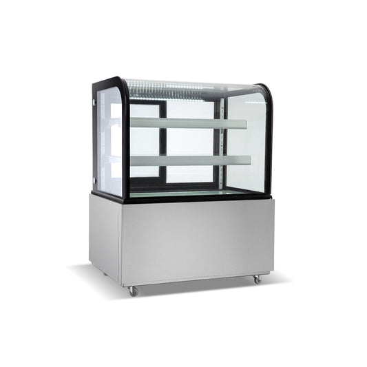 36 in. Commercial Bakery Display Case, Curved Glass Stainless Steel Refrigerated Bakery Display Case