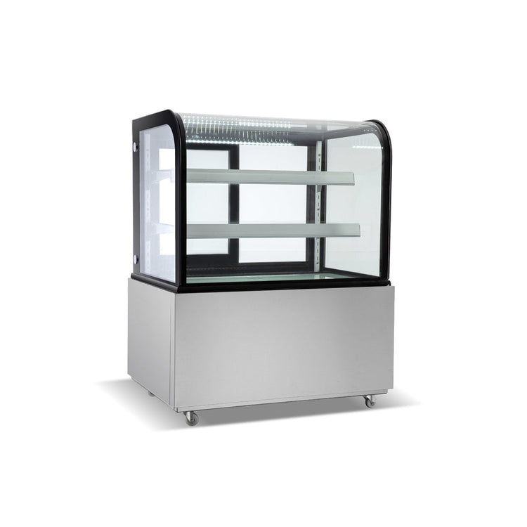 36 in. Commercial Bakery Display Case, Curved Glass Stainless Steel Refrigerated Bakery Display Case