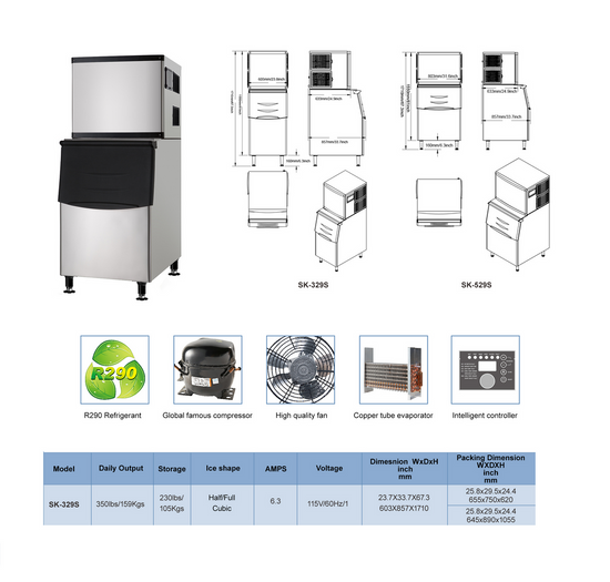 22'' Air Cooled Modular Cube Ice Machine 350lbs