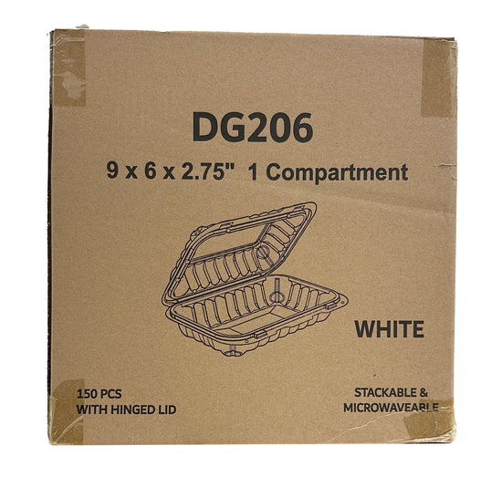 White rectangle 1 compartment container in box