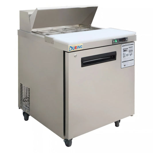 During BTS-KSR-27BM 27" 1-Door Mega Top Sandwich & Salad Prep Table Refrigerator in Stainless Steel