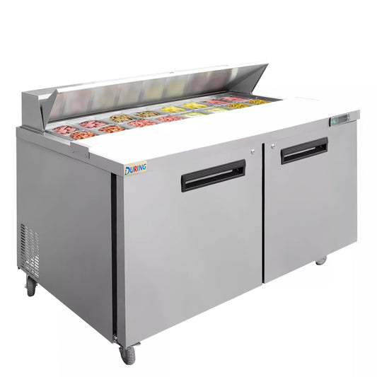 DURING BTS-KSR-60BM 60" 2 Door Commercial Mega Top Sandwich & Salad Prep Table Refrigerator